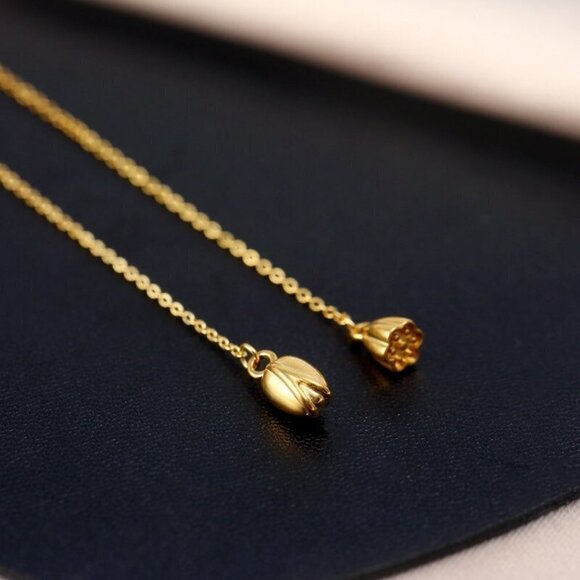 lotus chain earrings - Picture 2 of 6